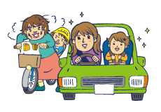 車で出かける家族